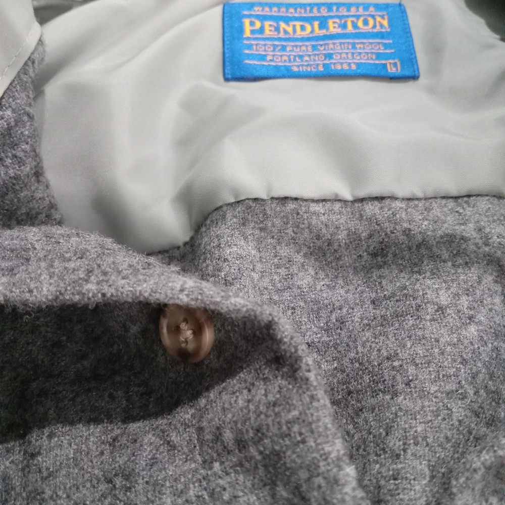 Pendleton Gray Button Down Shirt With Brown Accen… - image 2